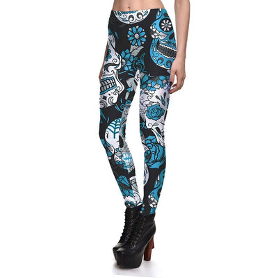 Leggings Sugar Skull Digital Gothic Ankle Print