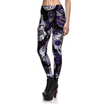 Leggings Sugar Skull Digital Gothic Ankle Print
