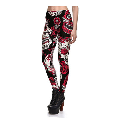 Leggings Sugar Skull Digital Gothic Ankle Print