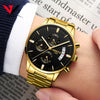 Watch for Men Gold Stainless Steel Brand Luxury