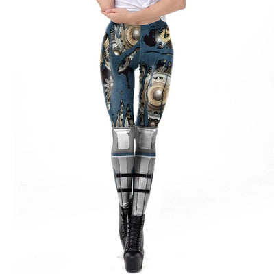 Leggings Printing Mechanical Gear Steampunk