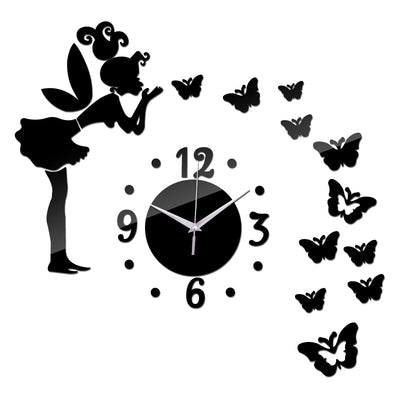 Acrylic Wall Clock Girl and Butterfly