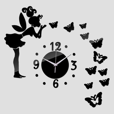 Acrylic Wall Clock Girl and Butterfly