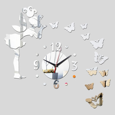 Acrylic Wall Clock Girl and Butterfly
