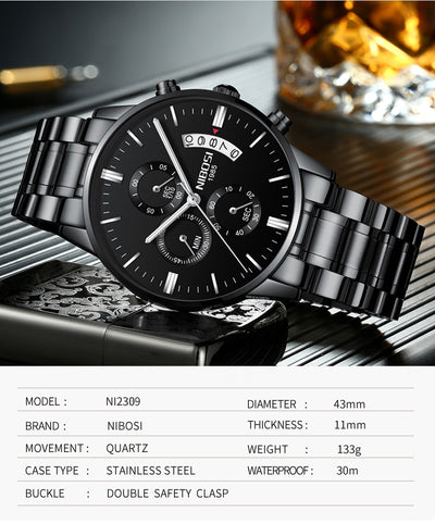 Watch for Men Gold Stainless Steel Brand Luxury