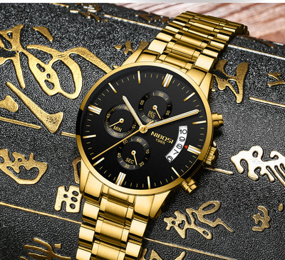 Watch for Men Gold Stainless Steel Brand Luxury