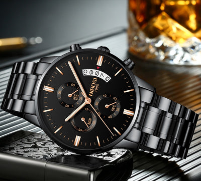 Watch for Men Gold Stainless Steel Brand Luxury