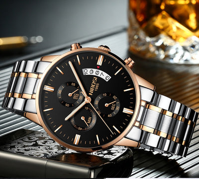 Watch for Men Gold Stainless Steel Brand Luxury