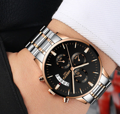 Watch for Men Gold Stainless Steel Brand Luxury