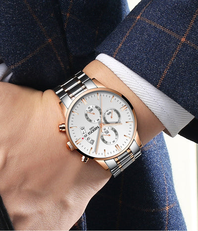 Watch for Men Gold Stainless Steel Brand Luxury